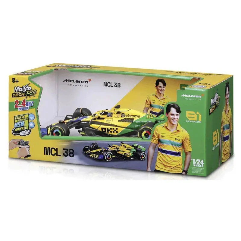 Maisto Tech 1:24 Rc Mclaren Mcl38 #81 Oscar Piastri Formula Car – Yellow And Black 1