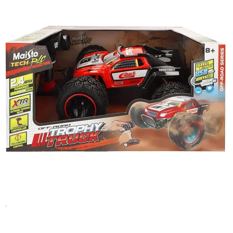 Maisto Tech Trophy Truck Rc Car – 1:16 Scale Off-Road Remote-Controlled Vehicle (Red/Black) 1