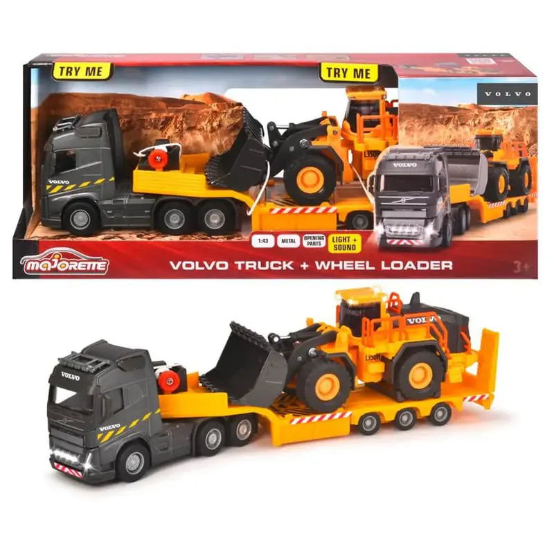 Majorette Volvo Fh-16 Heavy-Duty Truck With 350H Wheel Loader – 1:64 Scale 1