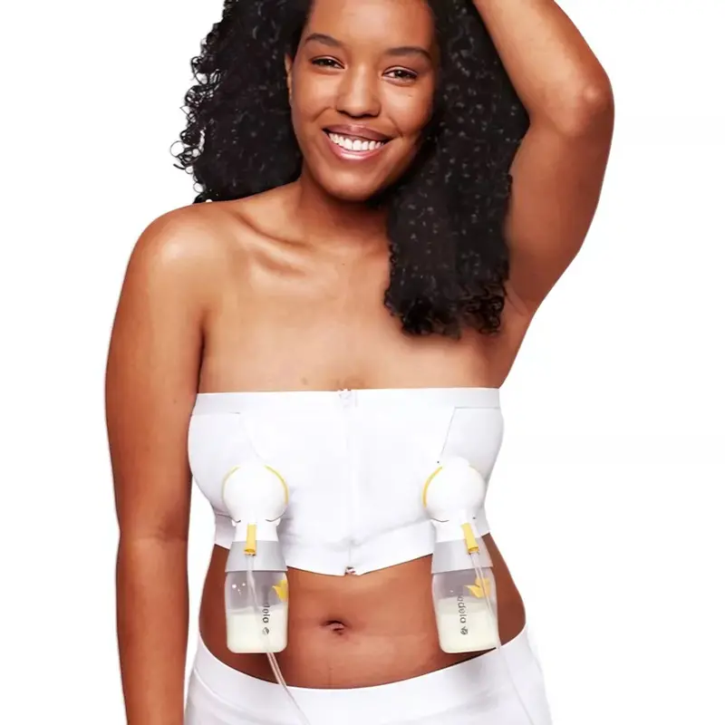Medela Hands-Free Breast Pumping Bustier In White 1