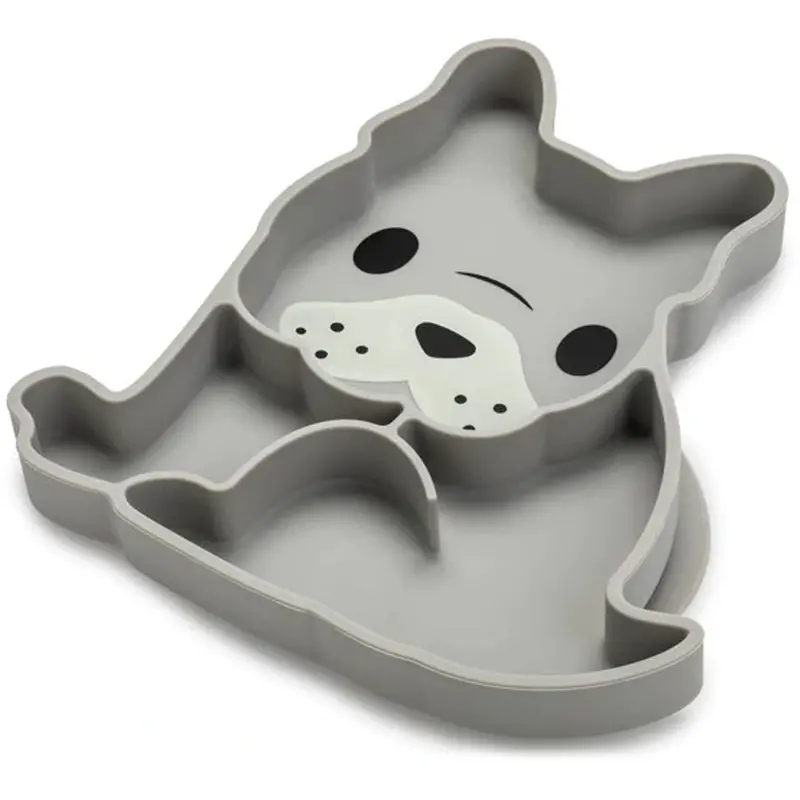 Melii Grey Bulldog Divided Silicone Suction Plate With Strong Grip 1