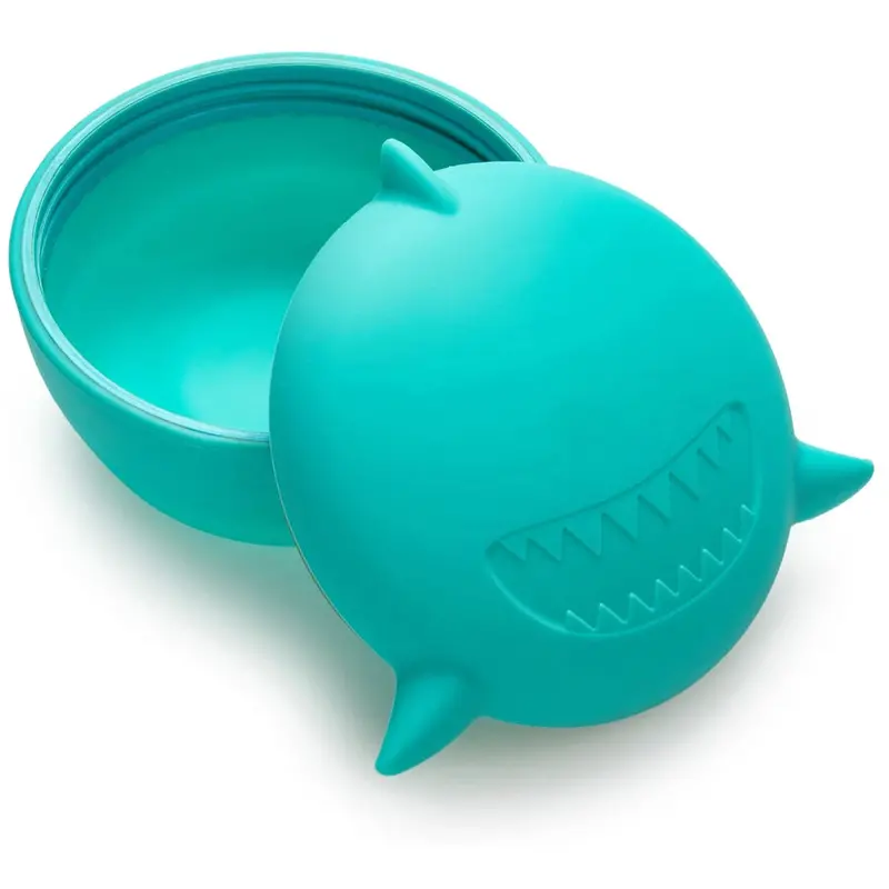 Melii Silicone Portable Bowl With Lid – Turquoise Shark Design, 350 Ml 1