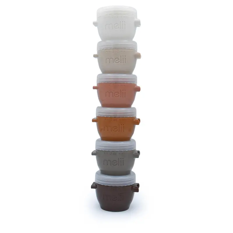 Melii Snap & Go Food Storage Pods – 2 Oz, 6-Piece Neutral Set 1