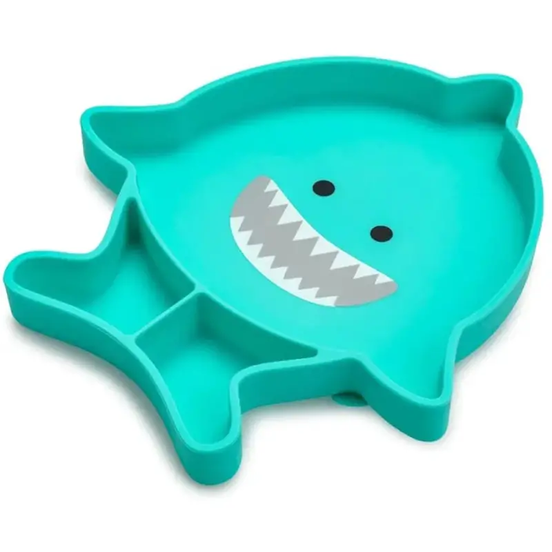 Melii Turquoise Shark Divided Silicone Suction Plate 1