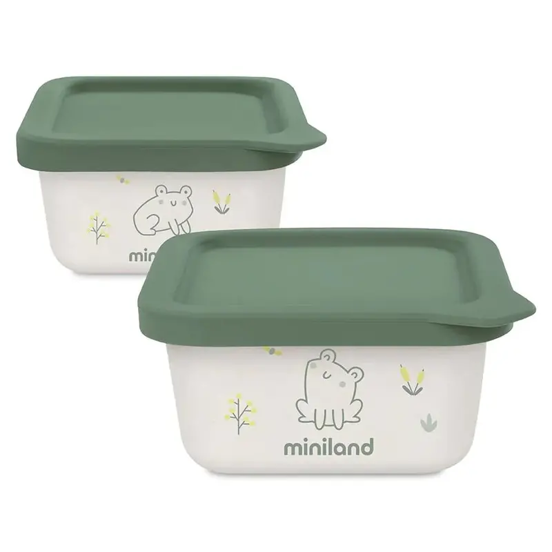Miniland Naturset 2-Piece Frog-Themed Meal Kit 1