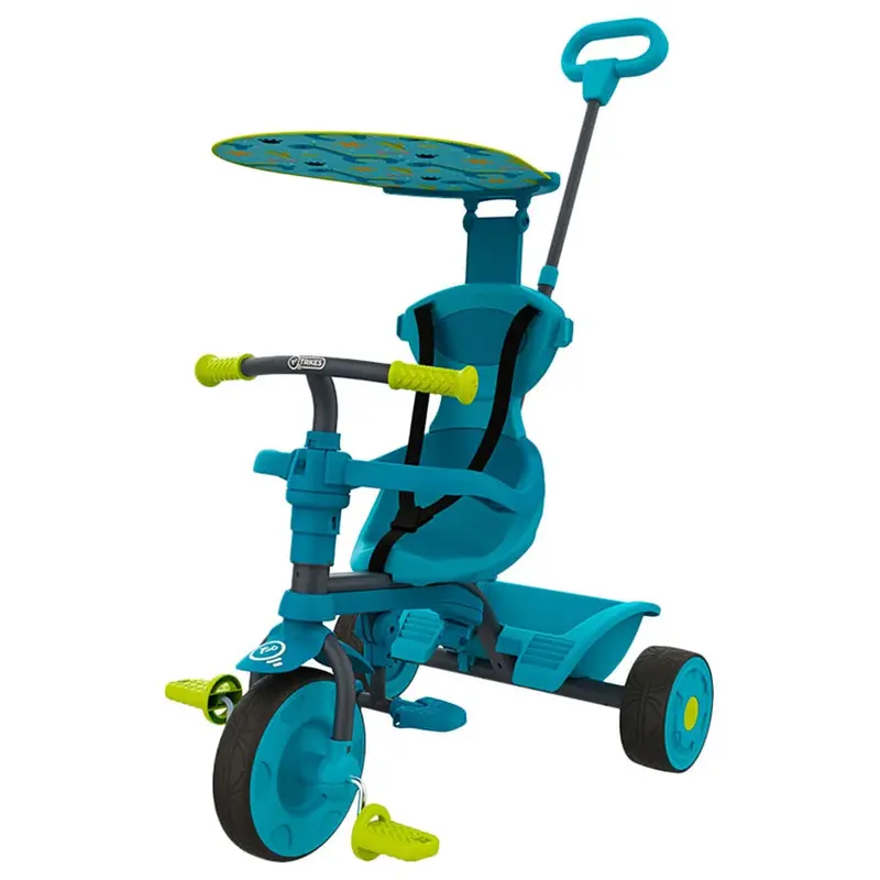 Mookie Tp Trikes Dino Discovery 4-In-1 Tricycle – Blue Prehistoric Theme 1