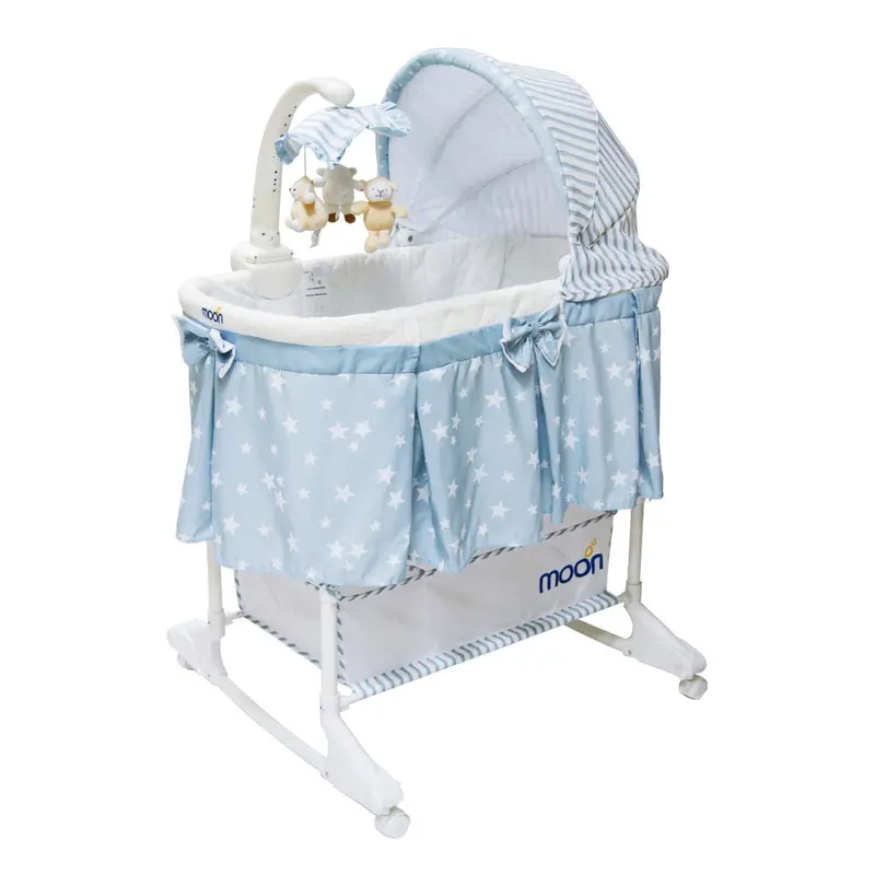 Moon Soffy 4-In-1 Convertible Cradle – Navy Blue Star Pattern 1