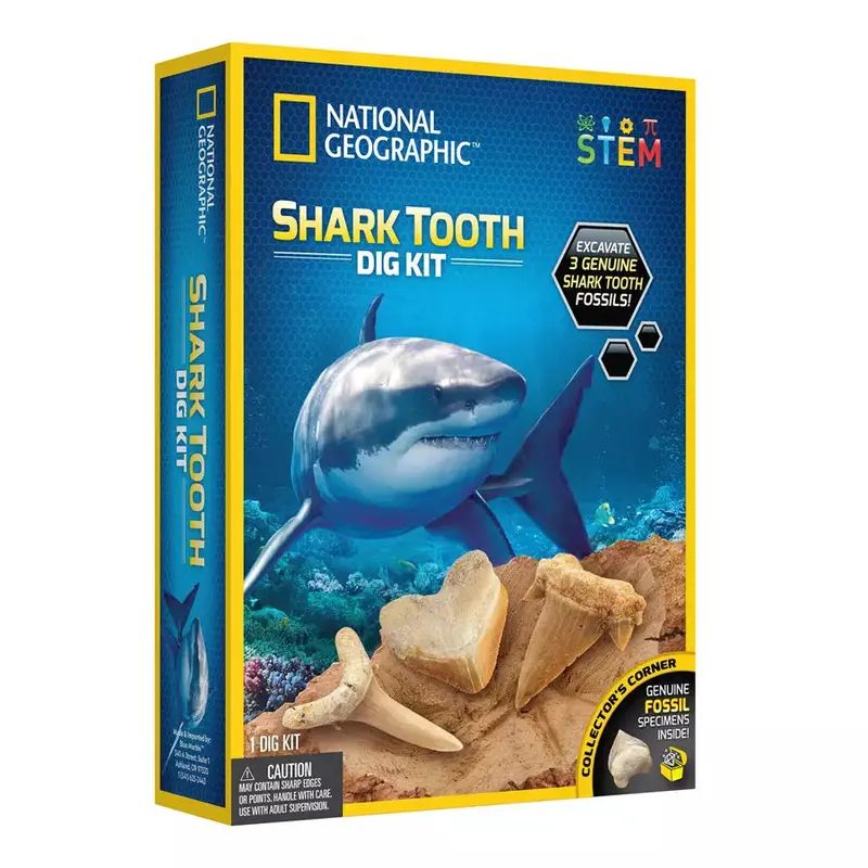 National Geographic Shark Tooth Dig Kit – Real Fossil Excavation Science Activity 1