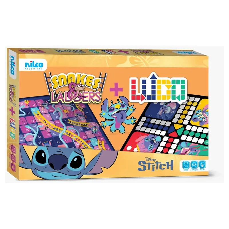 Nilco Disney Stitch 2-In-1 Board Game – Snakes & Ladders + Ludo 1
