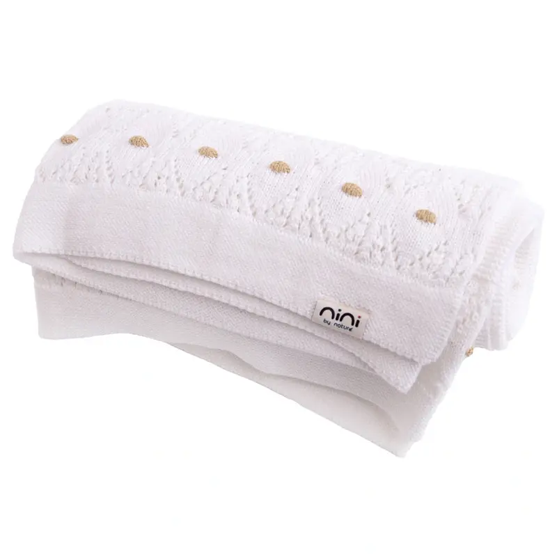Nini Organic Knit Blanket In Snow White – Gots-Certified Cotton 1
