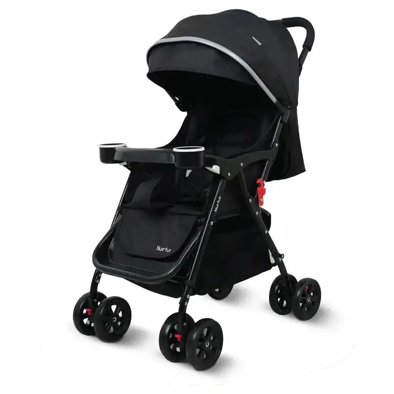 Nurtur Bliss Ultra-Compact Travel Stroller – Black With Integrated Basket 1