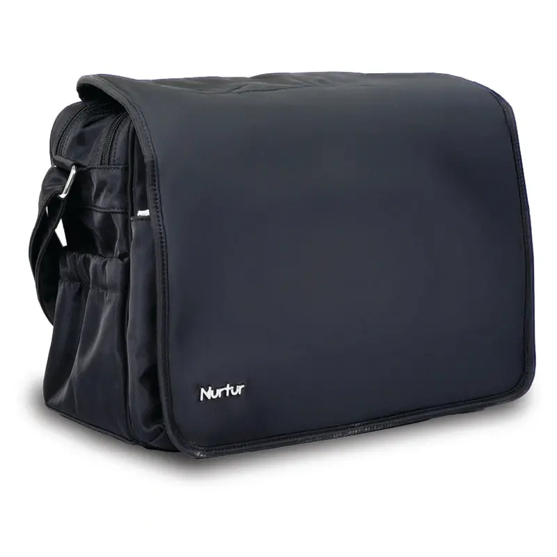 Nurtur Metro Black Diaper Bag Featuring Thermal Bottle Holder & Foldable Changing Mat 1