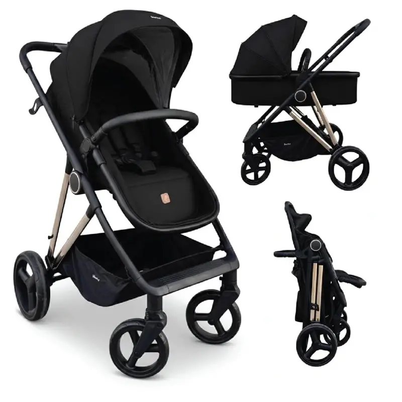 Nurtur Reversible Cradle Stroller With Detachable Carrycot – Black 1