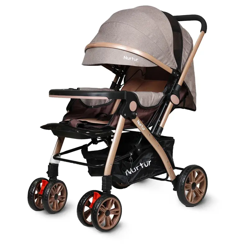 Nurtur Wilder Reversible Handle Stroller – Adjustable Recline Seat & Spacious Under-Basket (0+ Months, Sand) 1