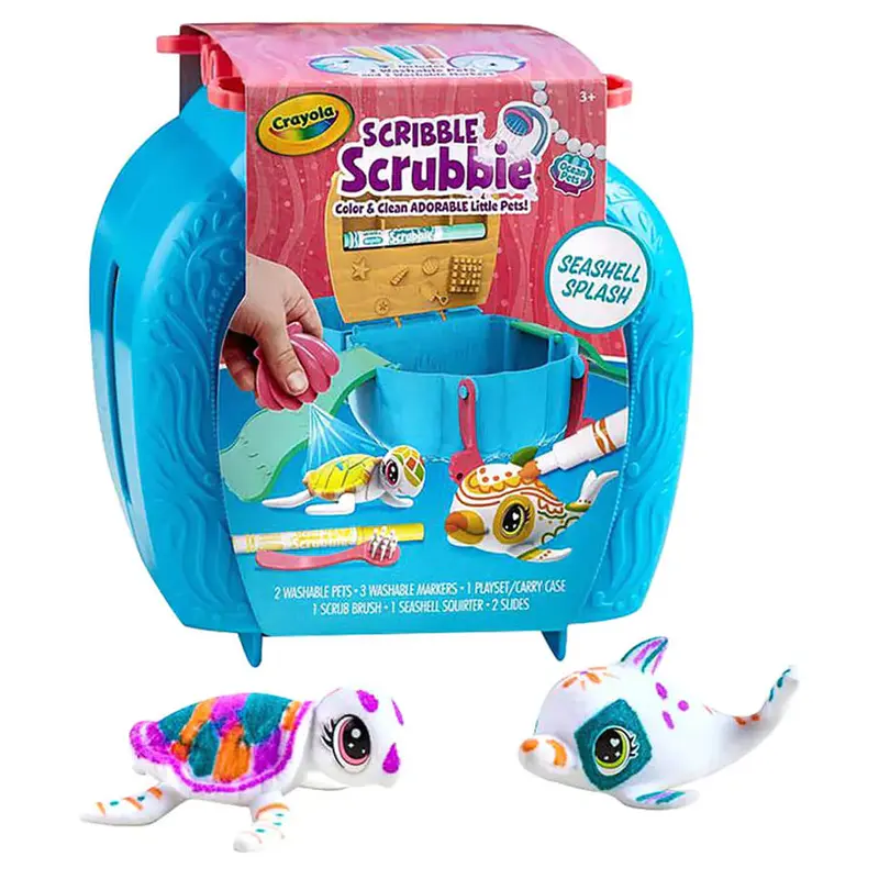 Ocean Pets Seashell Splash Playset With 3 Washable Markers – Crayola Scribble Scrubbie 1