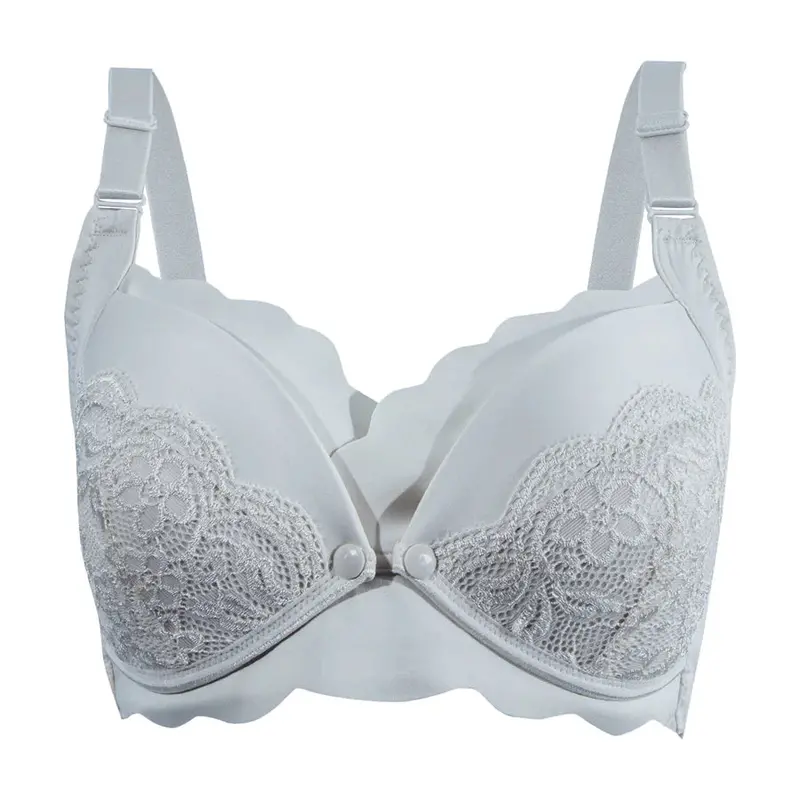 Okus Elegant Seamless Maternity And Nursing Bra – Size Small, Light Grey 1