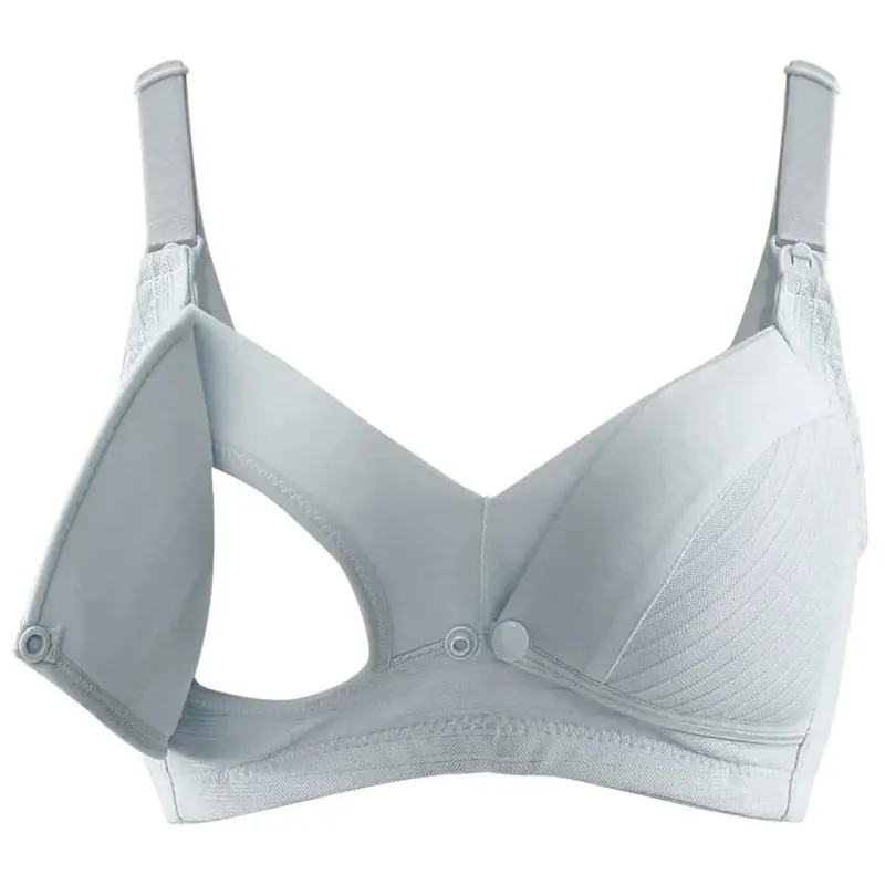 Okus Light Grey Cotton Maternity & Nursing Bra – Breathable Everyday Support 1