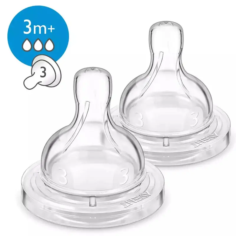 Philips Avent Airflex Medium-Flow Silicone Teats – Twin Pack (3-Hole, Scf633/27) 1