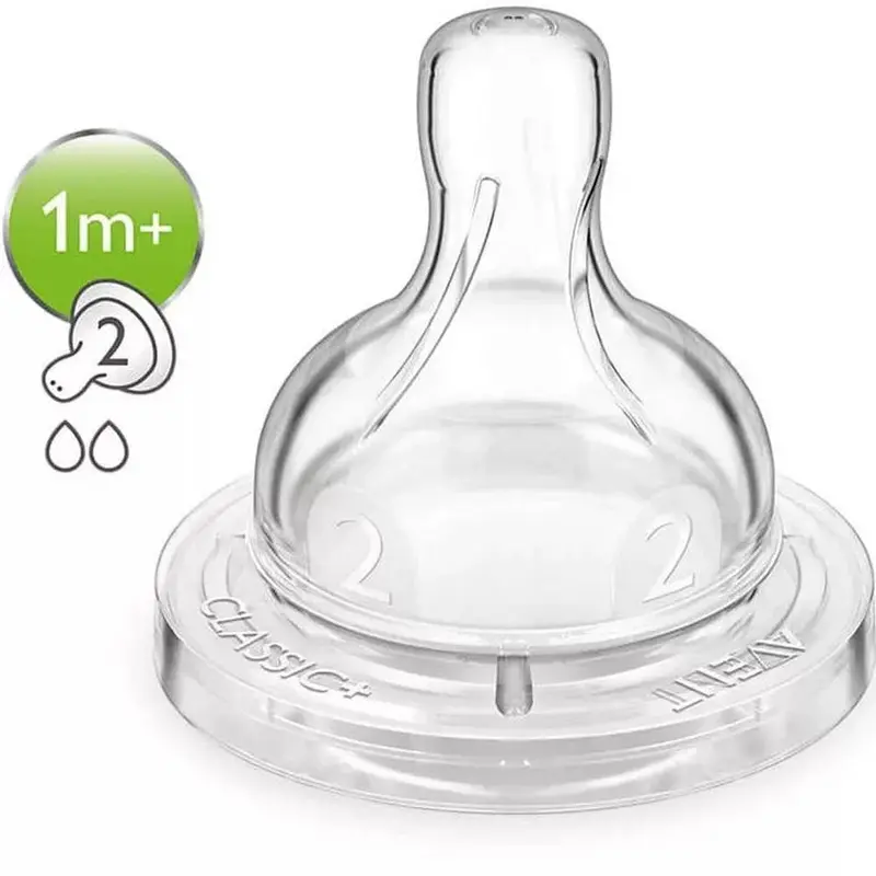 Philips Avent Airflex Silicone Teats – Slow Flow, Twin Pack (2-Hole, Scf632/27) 1