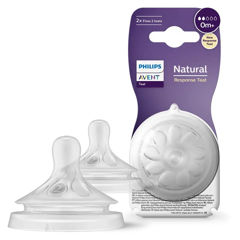 Philips Avent Natural 3.0 Baby Bottle Teats – Soft Silicone Nipples (0+ Months, 2-Pack) 1