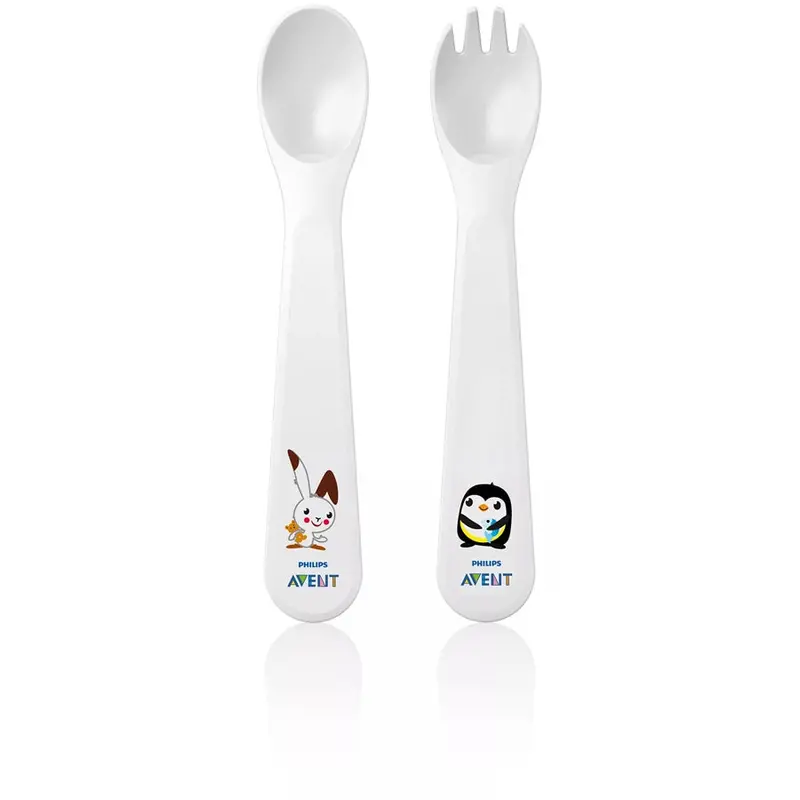 Philips Avent Toddler Fork & Spoon Set – Soft-Grip, Age 12+ Months (Scf712/00) 1