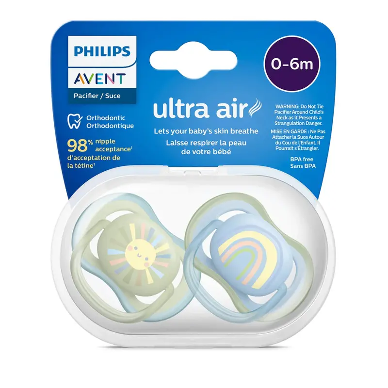 Philips Avent Ultra-Air Pacifier For Babies 0–6 Months – Boy Design, Pack Of 2, Scf085/58 1