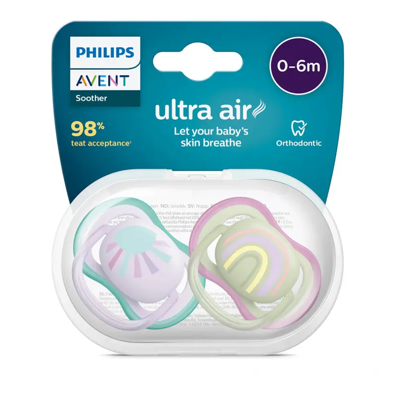 Philips Avent Ultra-Air Pacifiers – Girl Style, 0–6 Months (2-Pack) 1