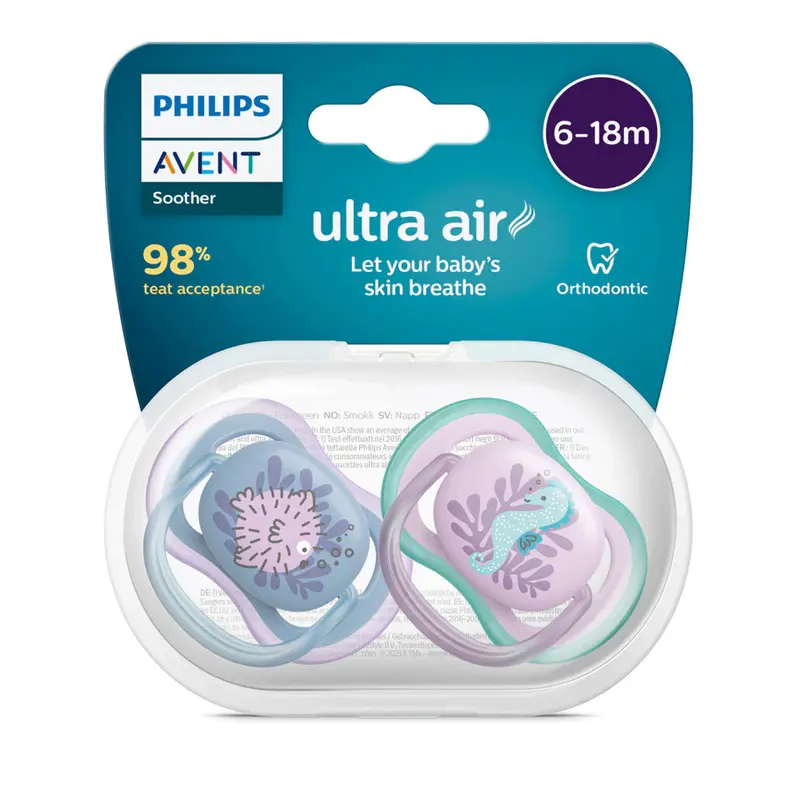 Philips Avent Ultra-Air Pacifiers – Girl Style, 6–18 Months (2-Pack) 1