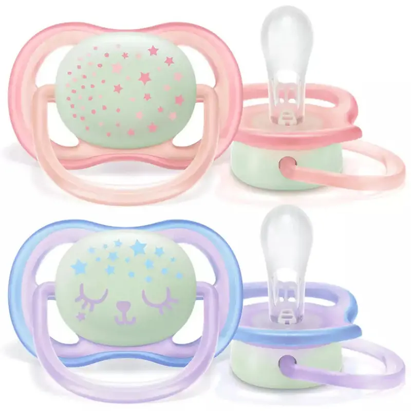 Philips Avent Ultra Air Silicone Soother For Girls, 0–6 Months, Night Design – Pack Of 2 (Scf376/12) 1