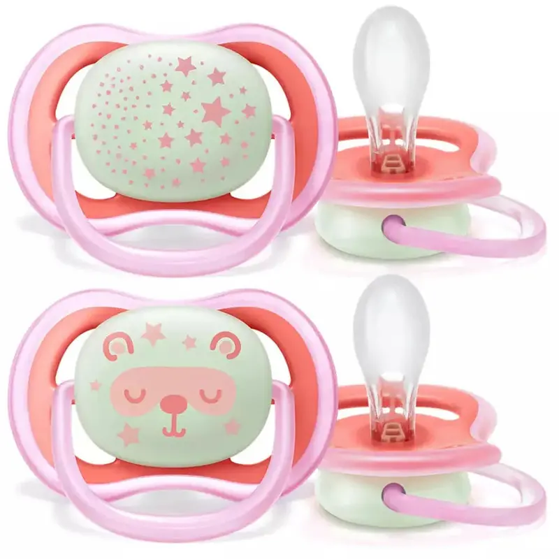 Philips Avent Ultra Air Silicone Soother – Night Girl Design (6–18 Months), 2-Pack 1