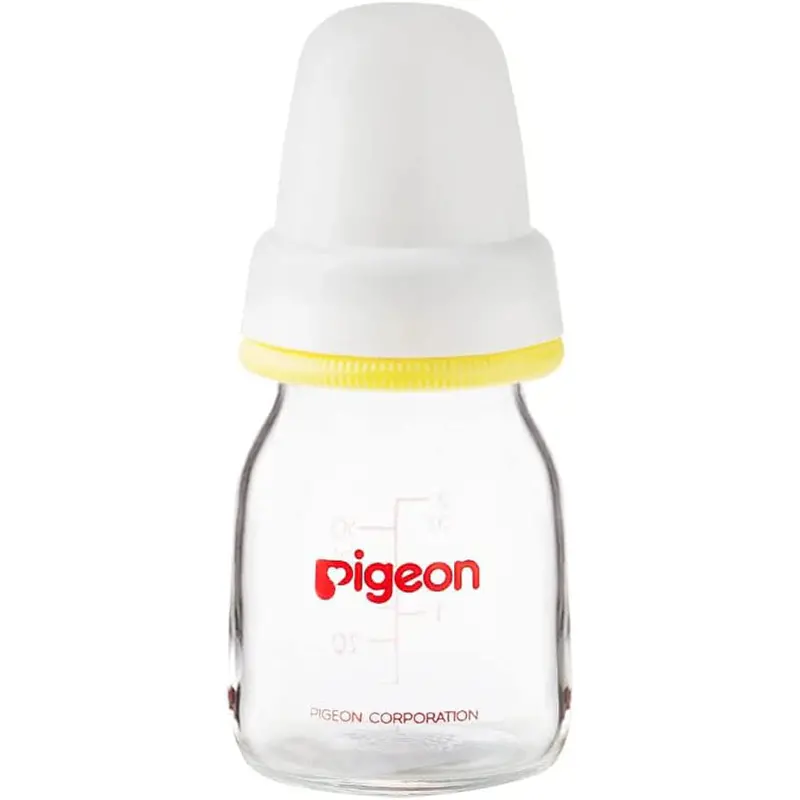 Pigeon Heat-Resistant Glass Feeding Bottle – 50Ml, Matte White Finish 1