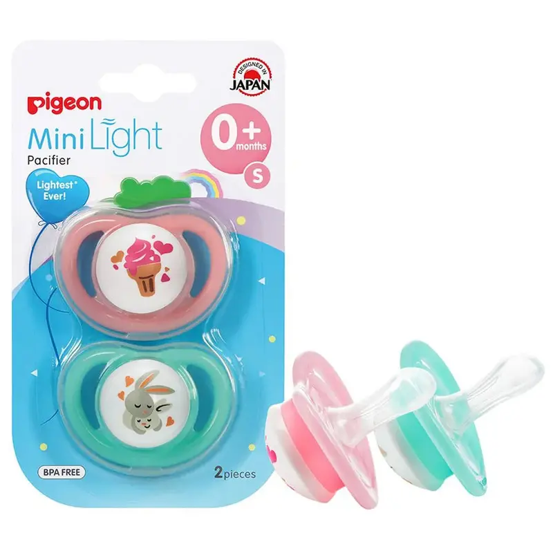 Pigeon Minilight Pacifier Set – Double-Pack Soft Silicone Soothers (Size S) 1
