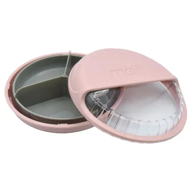 Pink 3-Compartment Spin Snack Container – Melii Rotating Food Organizer 1