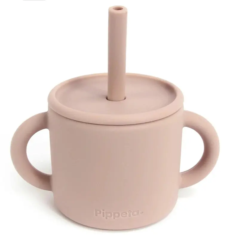 Pippeta Ash Rose Silicone Drink Cup With Bendable Straw 1
