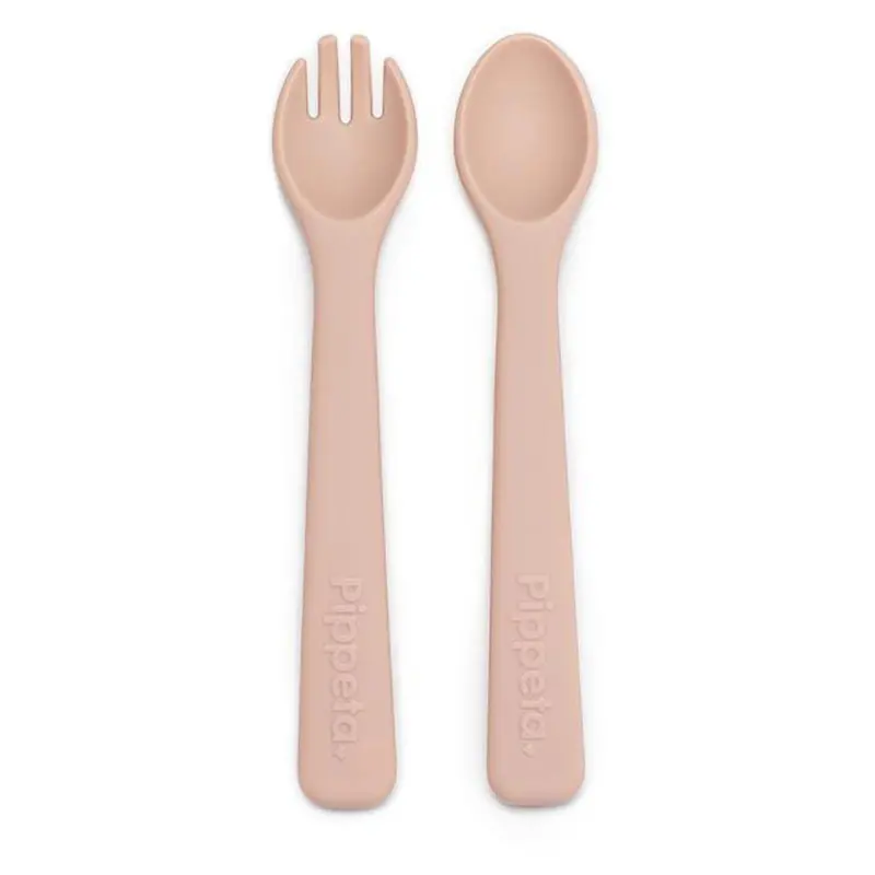 Pippeta Ergonomic Silicone Spoon And Fork Set – Ash Rose 1