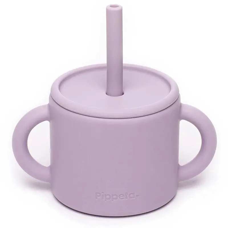 Pippeta Lilac Silicone Training Cup With Integrated Straw 1