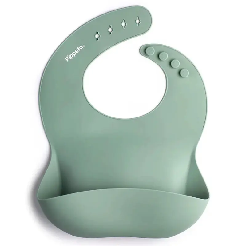 Pippeta Meadow Green Silicone Feeding Bib For Infants 1