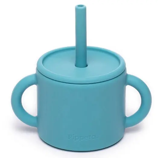 Pippeta Reusable Silicone Cup With Straw – Sky Blue 1