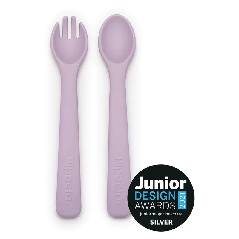 Pippeta Silicone Spoon And Fork Combo – Lilac Finish 1