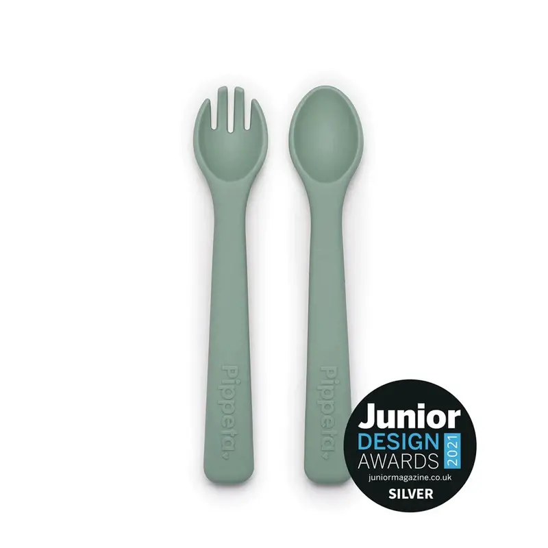 Pippeta Silicone Spoon And Fork Set – Meadow Green Shade 1