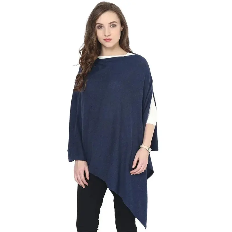 Pluchi Rosette Nursing Poncho – Navy Melange Knit 1