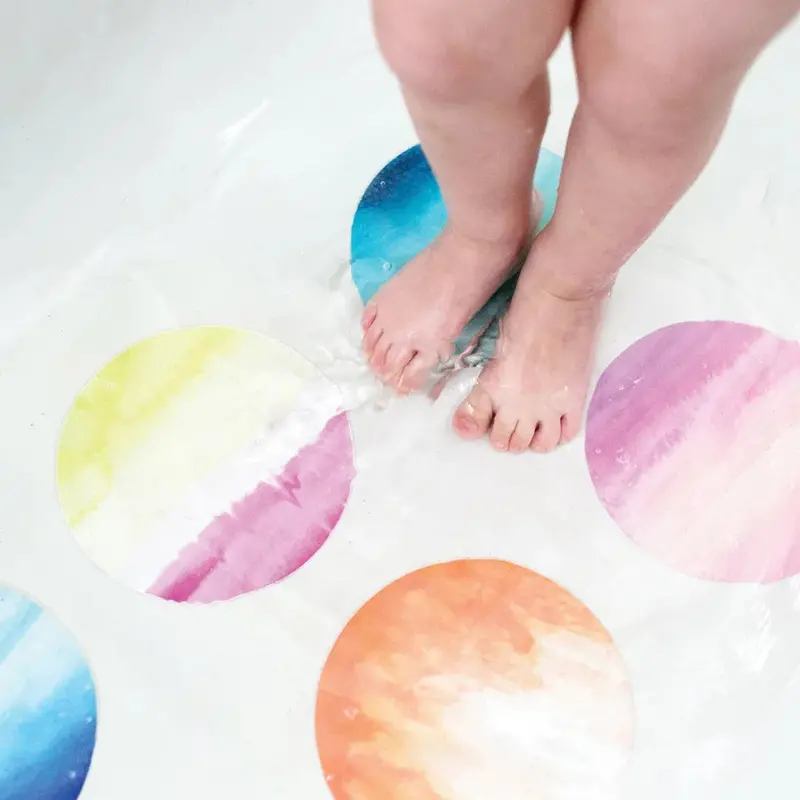 Puj Bath Treads – Watercolor Design, Pack Of 6 Non-Slip Strips 1