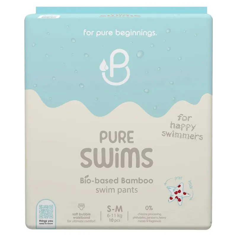 Pureborn Bamboo-Derived Swim Diapers – 10-Pack, Medium/Large (9–14 Kg) 1