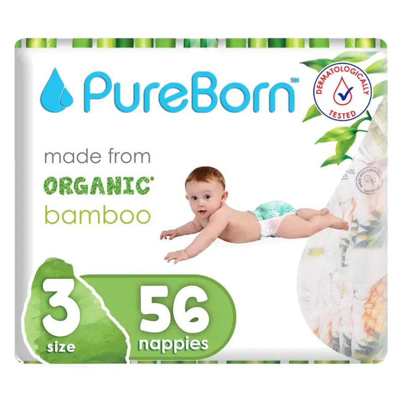 Pureborn Bamboo Diapers Size 3 – Sustainable Organic Bundle (56 Count) 1