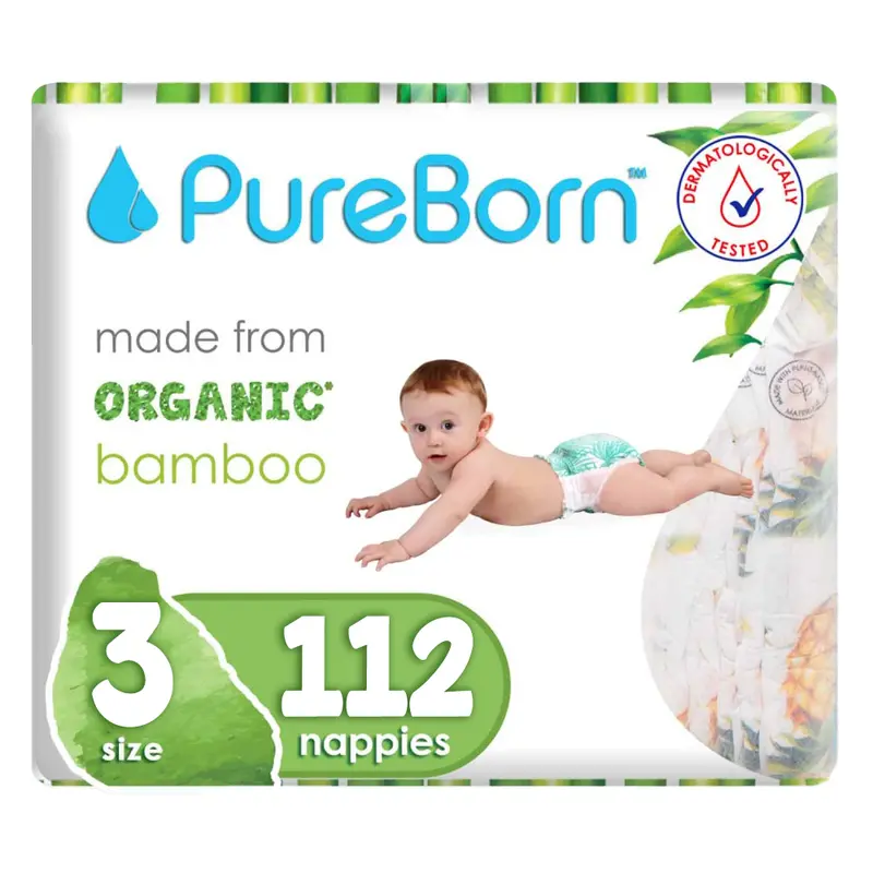 Pureborn Bamboo Diapers Size 3 – Sustainable Pack Of 112 1