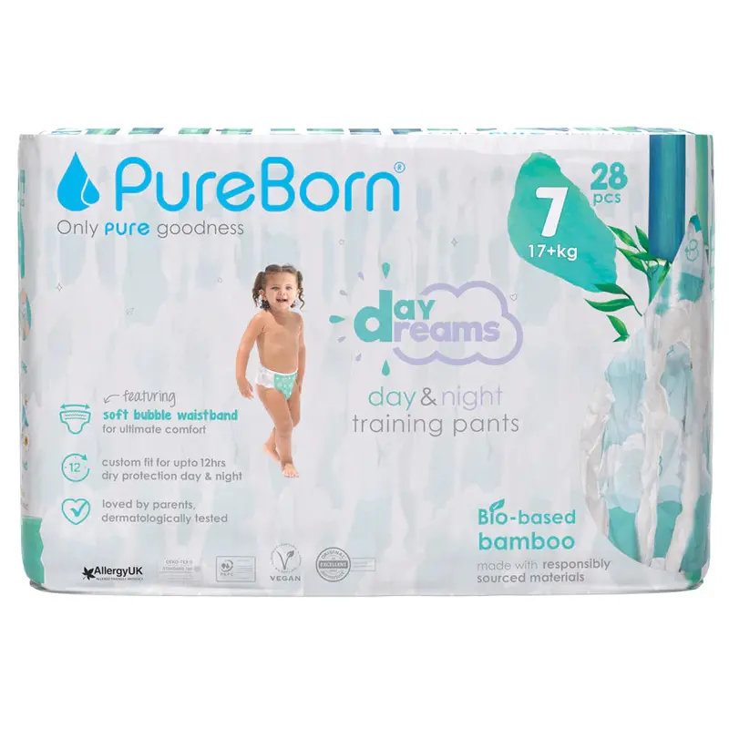 Pureborn Organic Bamboo Diaper Pants – Size 7, 28-Pack 1