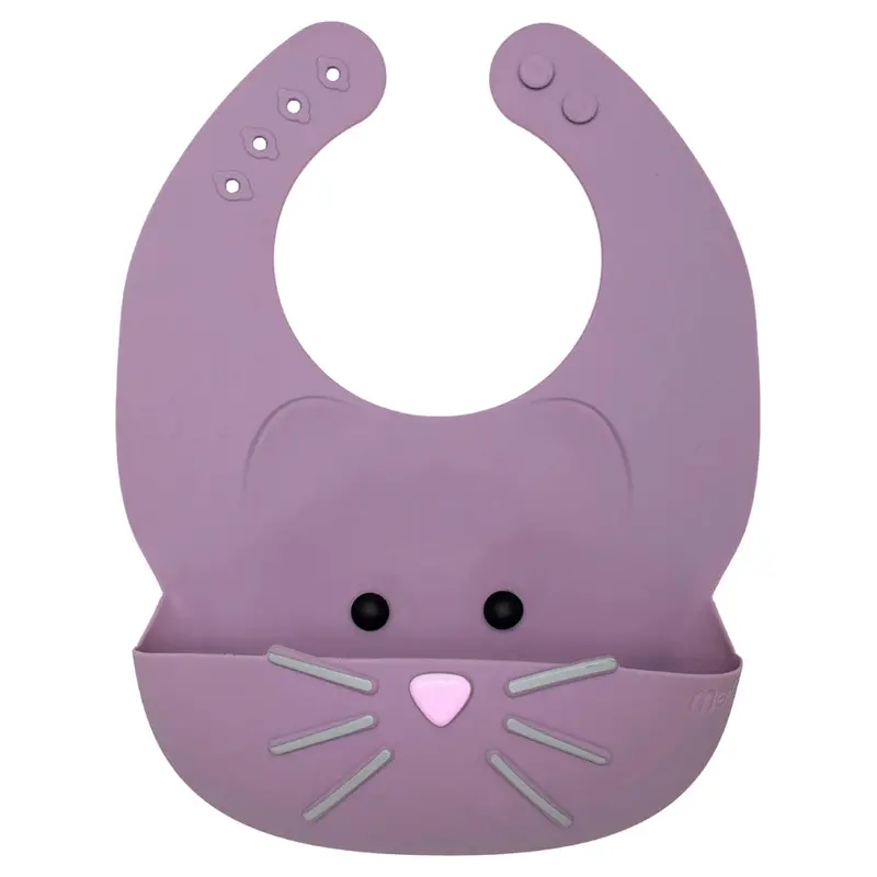 Purple Cat Silicone Baby Bib By Melii 1