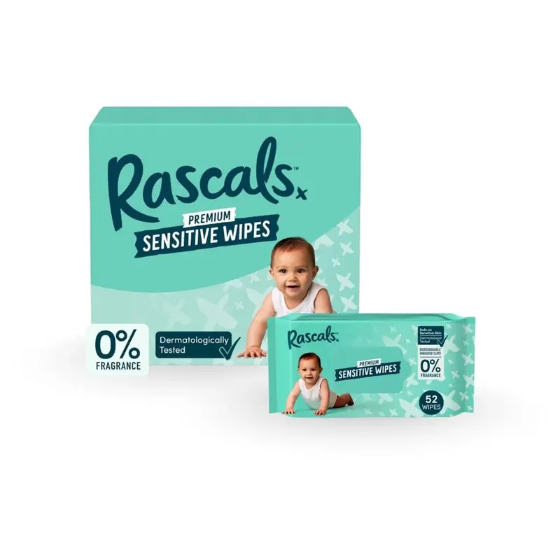 Rascals Premium Sensitive Baby Wipes – 624 Count (12 Packs Of 52) 1