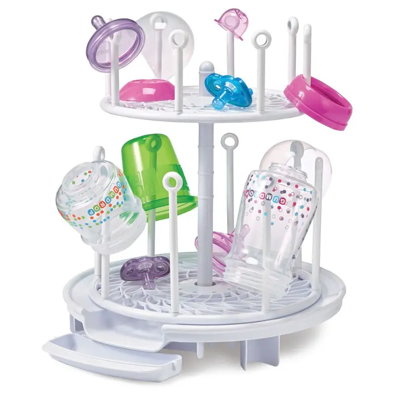 Rotating Baby Bottle Drying Rack – Compact White Design 1