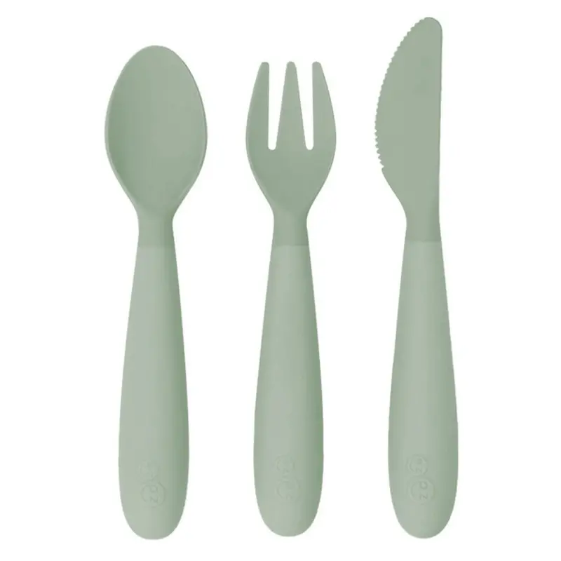 Sage-Colored Ezpz Happy Utensils For Early Eaters 1